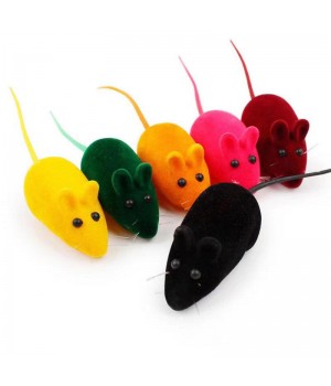 Rubber Vinyl Interactive Pet Cat Dog Teaser Squeak Mice Rubber Bite Interactive Toy Flocking Mouse