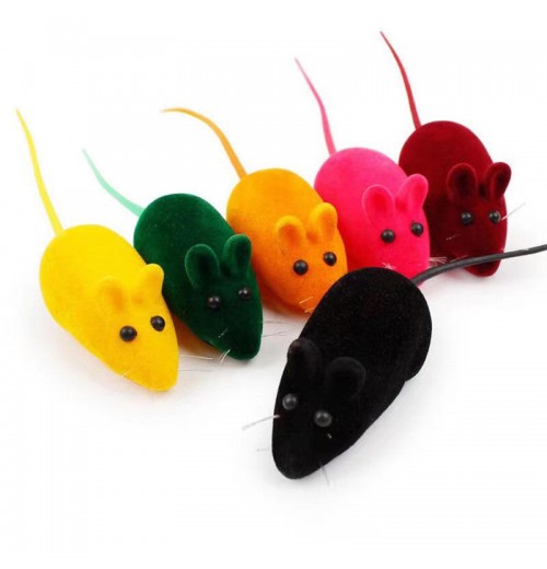 Rubber Vinyl Interactive Pet Cat Dog Teaser Squeak Mice Rubber Bite Interactive Toy Flocking Mouse