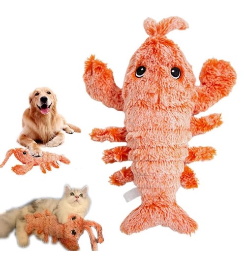 Wholesale Pet Cat Dogs Toy USB Electric Simulation Dancing Moving Floppy Lobster Shape Chew Stuffed Toy Pet Interactive Toys