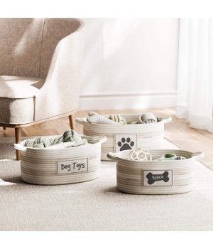 Pet Dog Toy Storage Basket, Woven Cotton Rope Animal Storage Basket Bin For Kids, Baby Toys Basket Foldable Modern Folding