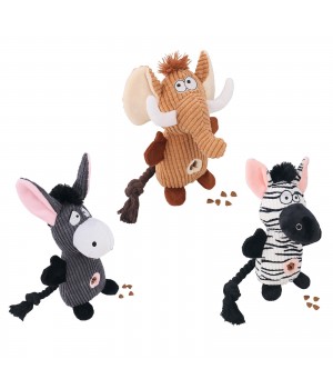 2024 Interactive Cotton Rope Pet Plush Toys Cute Squeaky Bite Dog Chew and Donkey Toy with Bag Packaging