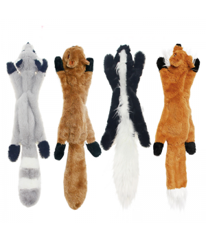 Manufacturer Dog Squeaky Toys No Stuffing Plush Raccoon Squirrel Skunk Fox Cow Penguin Lion Para Perros Cat Pet Dog Chew Toys