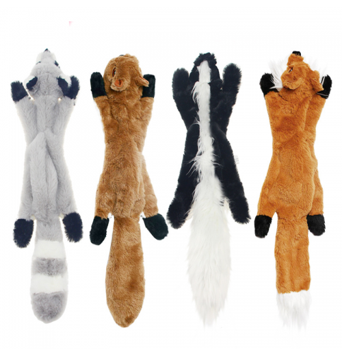 Manufacturer Dog Squeaky Toys No Stuffing Plush Raccoon Squirrel Skunk Fox Cow Penguin Lion Para Perros Cat Pet Dog Chew Toys