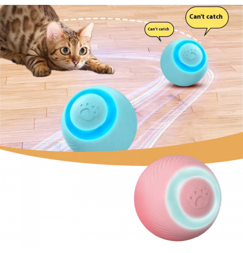 Electric Self Rolling Ball Cat Silicone Funny Interactive Cat Toy Automatic Electric Cat Bouncy Ball Toy