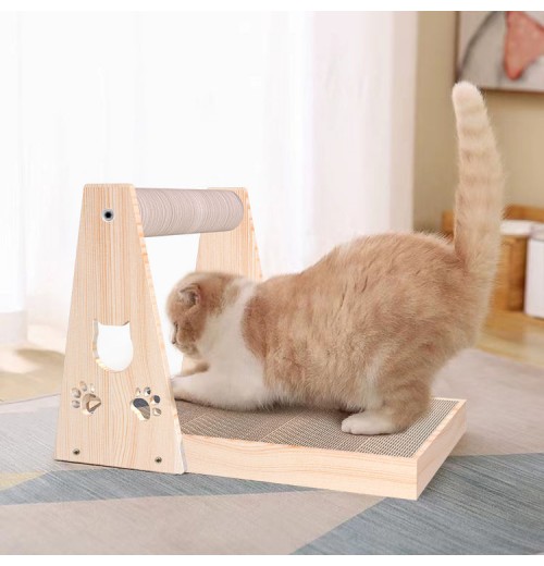 Luxury Pet Cat Furniture Toy Solid Wood Cat Scratcher Post Sisal Multi Function Cat Scratch Post Toys