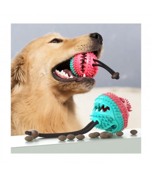 Tough Durable Interactive Rubber Dog Treat Toy Balls Bite Resistant Chew Toys Tooth Cleaning Food Leakage Feeder Toys