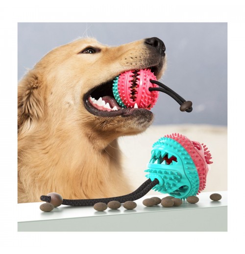 Tough Durable Interactive Rubber Dog Treat Toy Balls Bite Resistant Chew Toys Tooth Cleaning Food Leakage Feeder Toys