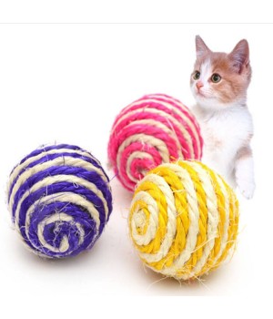 Amazon Hot sale Pet Rope Weave Ball Dog Cat Sisal Ball Interactive Scratcher Cat Kitty Chew Toys