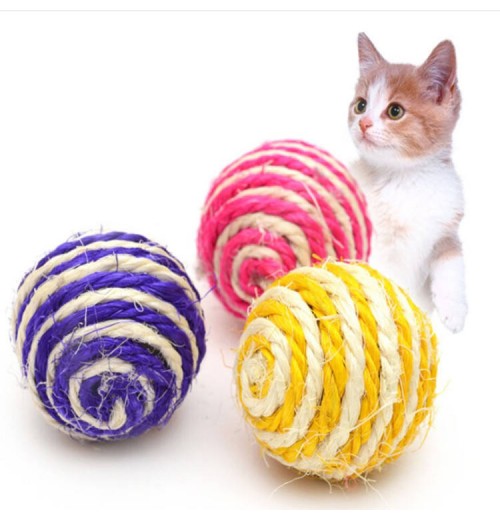 Amazon Hot sale Pet Rope Weave Ball Dog Cat Sisal Ball Interactive Scratcher Cat Kitty Chew Toys