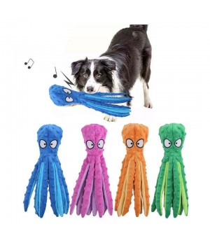 Hot Selling Durable Crinkle Plush Octopus Toy Squeaky Bite Dog Chew For Pet No Stuffing Required Stocked Item