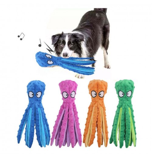 Hot Selling Durable Crinkle Plush Octopus Toy Squeaky Bite Dog Chew For Pet No Stuffing Required Stocked Item