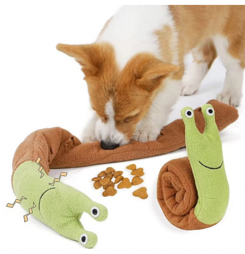 Pet Sniffing Plush Snails Tibetan Food Puzzle Interactive Cat Dog Puzzle Toy Feeder Dog Squeak Toys